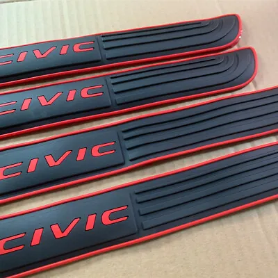 For Honda Civic 4PCS Rubber Car Door Scuff Sill Cover Panel Step Protectors Red • $15.98
