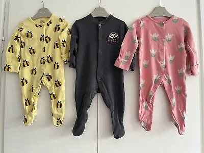 Baby Girls 0-3 Months Babygrow Sleepsuit Bundle F&F Flowers Bees Rainbow Primark • £5.99