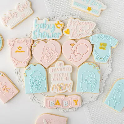 Baby Shower Cookie Cutter Embossing Mold Pregnant Mother Fondant Cake DIY Tool • £3.11