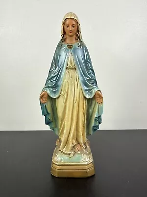 VTG Virgin Mary Our Lady Of Grace Chalkware Religious Statue 11” Catholic Art • $71.99