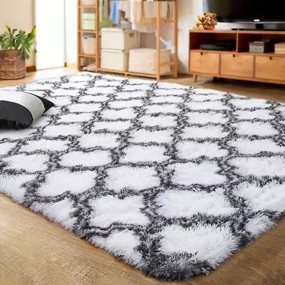 Luxury Shag Area Rug 5X8 Feet Geometric Plush Fluffy Rugs Extra Soft Carpet Mor • $69.99