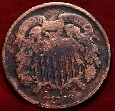 1868 Philadelphia Mint Copper Two Cent Coin • $0.99