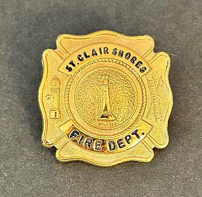 Michigan Mi Vintage Obsolete St Clair Shores Fire Dept Hat Badge Macomb County • $34.99