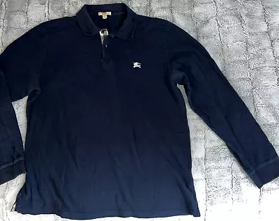 Men Sz XL Xlarge Burberry Brit LongSleeve Polo Shirt Nova Check Knight Logo Navy • $39.99