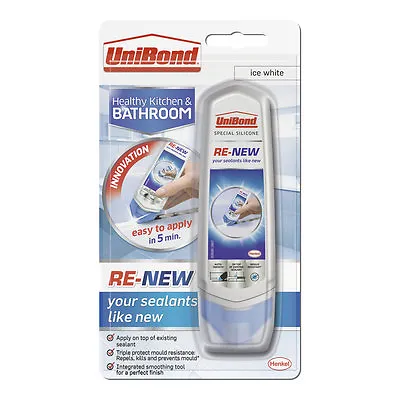 UniBond Kitchen Bathroom Ice White Anti-Mould Easy To Apply Sealant Re-New  • £9.50