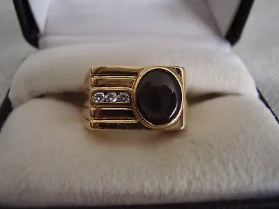 Mens  14k Gold Brown Sapphire And Diamond Ring 10.1 Grams Not Scrap • $749