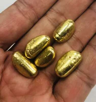 $34.68 • Buy 5X Pcs Gold Natural Leklai Stone Thai Amulet Protect Lucky Talisman Lp Somporn