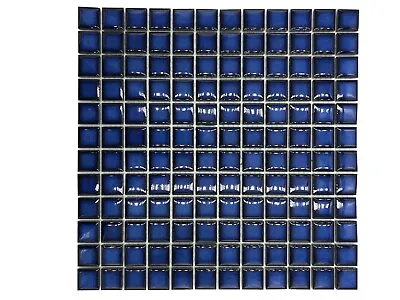 Waxman Ceramic Glazed Mosaic Range Blue Sapphire Tile Sheet 30x30 Cm CG-1451 • £11.99