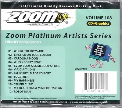 Zoom Karaoke Platinum Artists Vol 108 Hits Of Connie Francis - NEW SEALED • £6.99