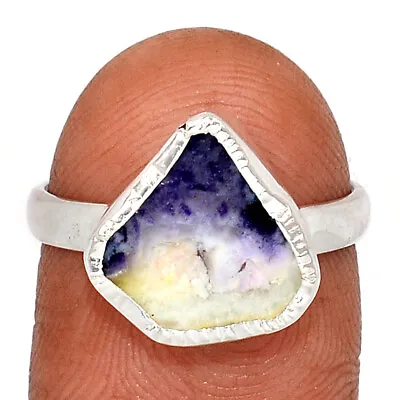 Natural Violet Flame Opal Slice - Mexico 925 Silver Ring Jewelry S.7 CR32335 • $10.99