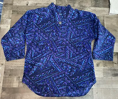 Maralyce Ferree Fleece Size M/L Pullover Blue Purple Geometric Patagonia Style • $19.99
