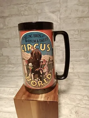 Vintage Circus World Thermo-Serv Mug Barnum & Bailey Baraboo Wisconsin 16oz USA • $15