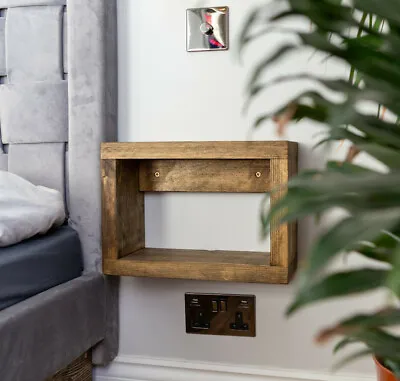 Wooden Floating Bedside Tables / Set Of 2 / Rustic / Chunky Wood • £67