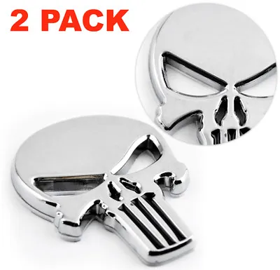 [2 PACK] 3D Metal Punisher Sticker Emblem Decal ATV UTV Auto Badge SILVER COLOR • $9.60