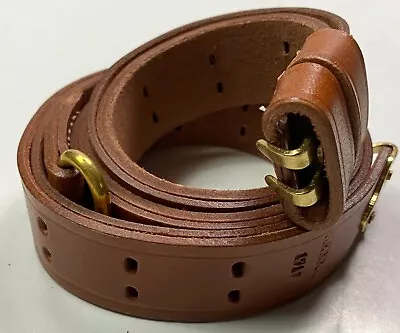 Wwi Us M1 Garand Rifle Carry Sling-brown Leather Maker Marked • $23.96