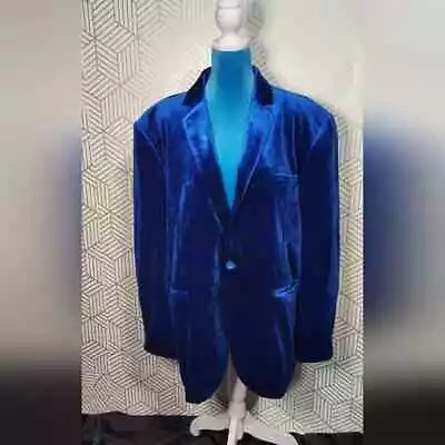 Men's Velvet Blue Suede Prom Wedding Dinner Party Blazer Suit Coat (3X) • $59.95