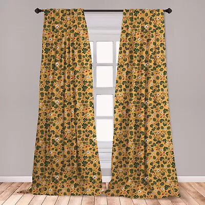 Floral Design Microfiber Curtains 2 Panel Set Living Room Bedroom In 3 Sizes • $26.99