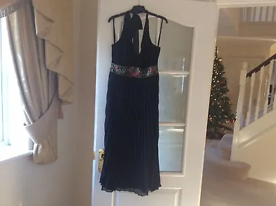 MONSOON BLACK LADIES DRESS. SIZE 12. Pleated & Halter Neck/ Marilyn Monroe Style • £15