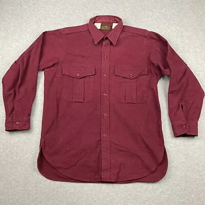 Vintage Eddie Bauer Chamois Flannel Shirt Mens XL Red Heavy Long Sleeve USA Made • $29.95