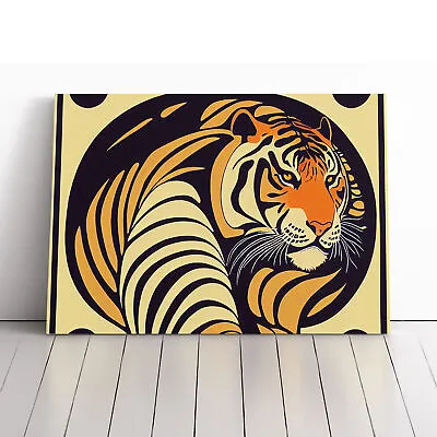 Tiger Art Deco Vol.2 Abstract Canvas Wall Art Print Framed Picture Home Decor • £29.95