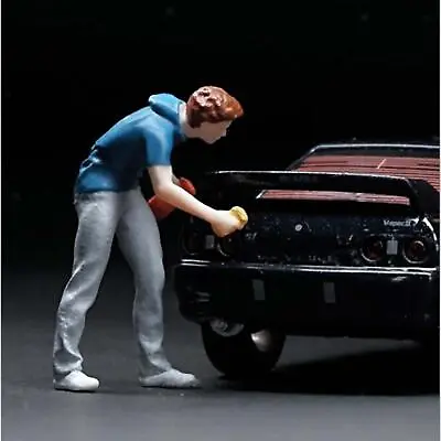 Diorama Figure Doll Toy Mini Painted Car Wash Boy Miniature Model For Doll House • £8.82