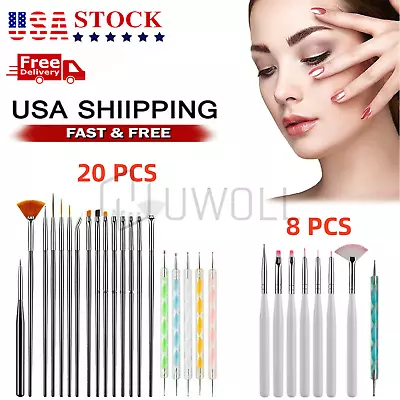 Nail Art Design Dotting Painting Drawing Polish Brush Pen Tools Acrylic 8/20 PCS • $4.28