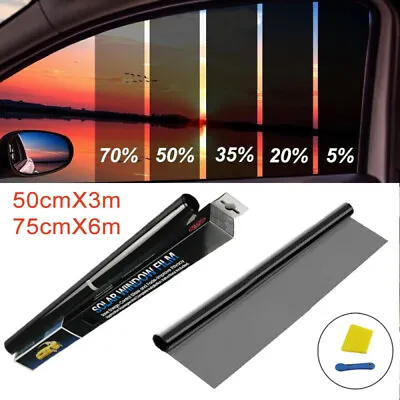 Car Window Tint Film Black Roll VLT 5% 20% 35% Home 50cmX3m/75cmX6m Tinting Tool • $9.89