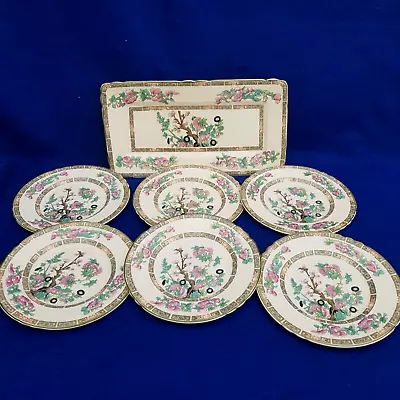 7 Piece Myott Pottery 1930s Indian Tree Luncheon Plates & Sandwich Plate • £14.99