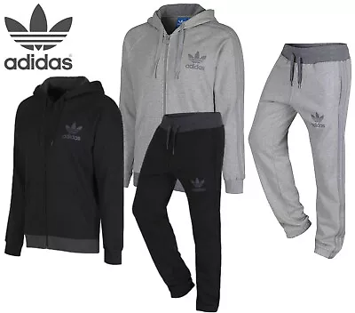 Mens Adidas SPO Tracksuit Full Zip Hoodie Joggers Set Fleece Lined Black Or Grey • £57.95