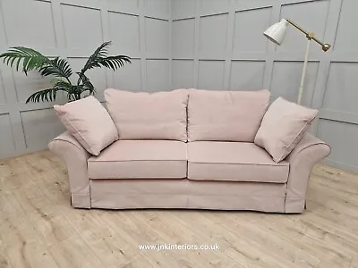 G Plan Miller 3 Seater Sofa In Dusky Pink Velvet - Removable Loose Covers • £950