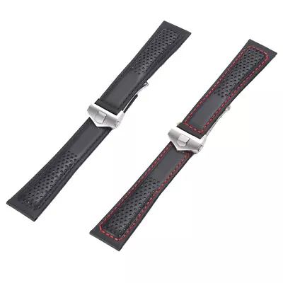 22mm Leather Strap Compatible With Tag Heuer Watches MONACO CARRERA Black • £27.99