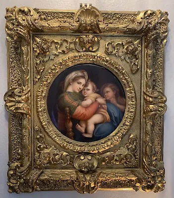 Antique 19th Century Porcelain Plaque Madonna Of The Chair After Raphael • $8500