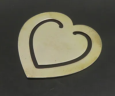 925 Sterling Silver - Vintage Shiny Smooth Love Heart Motif Book Mark - TR3190 • $47.70