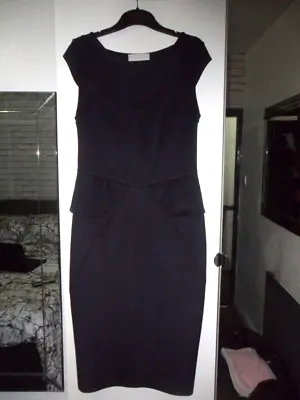 £4.50 • Buy Dorothy Perkins Size 10 Black Dress Sheer Neck Panel & Peplum Style Waist VGC