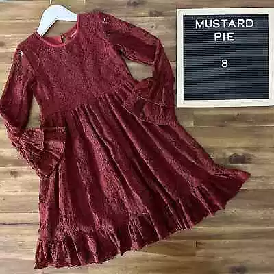 Mustard Pie Burgundy Lace Dress 8  • $45