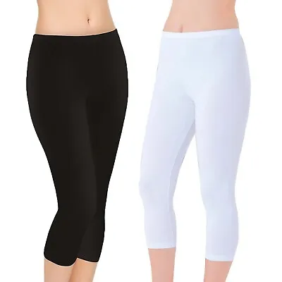 Women Capri Leggings 3 Quarter MODAL Stretchy Active Wear Soft Plain Quality Lot • £5.99
