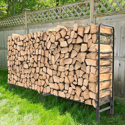 Extra Long Metal Wood Log Store Wood Firewood Stand Outdoor Garden Storage Logs • £42.91