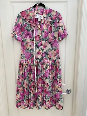 Vintage Dress Pink Floral Styled By Antonia Size 12 • $35