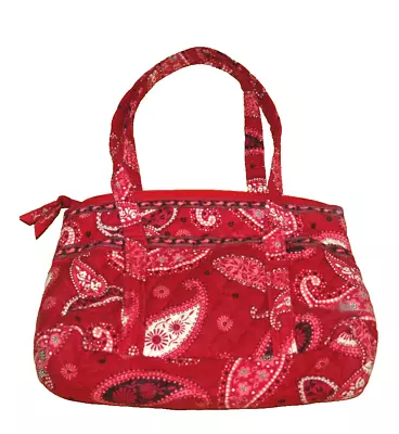 Vera Bradley Purse Paisley Mesa Red Lindsay Medium Tote Carry Zipper Bag • $17