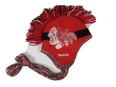 Chicago Blackhawks Mohawk Winter Cap Knit By Reebox Face Off Collection Red • $6.80