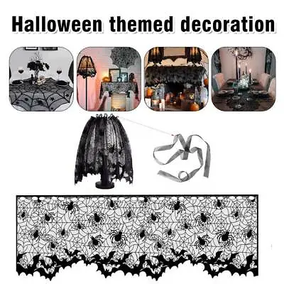 Halloween Spider Cobweb Table Runner Lace Tablecloth Cover Party Table Decor • $12.84
