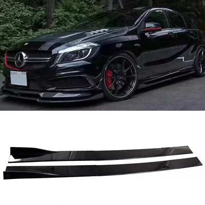 For Mercedes-Benz AMG35 AMG45 86  Side Skirt Extension Rocker Panel Black • $57