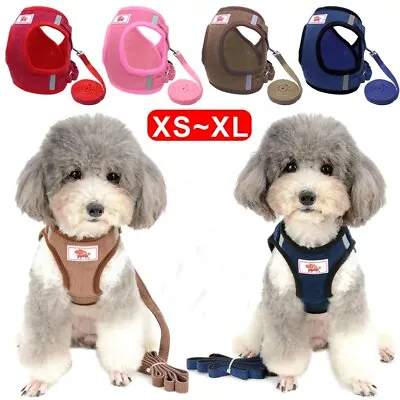 Small Dog Harness Leash Set No Pull Soft Mesh Pet Cat Reflective Vest Lead Puppy • £7.99