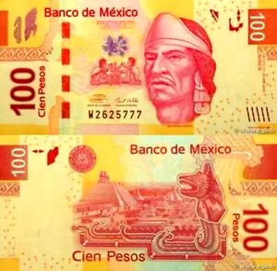 Mexico 100 Peso Mexican Currency Note Cien Pesos Banknote Nezahualcoyotl Money • $12.49