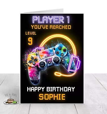 Personalised GAMER Birthday Card - ANY Name & Age - XBOX PlayStation • £2.60