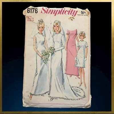 Simplicity Sewing Pattern 6176 Wedding & Bridesmaid Dress (bust 34 Ins) ©1965  • £7