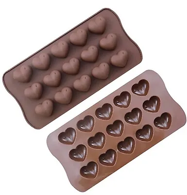 Love Heart  Shaped Tray Chocolate Ice Jelly Silicone / Wax Melts Mould Baking • £2.97