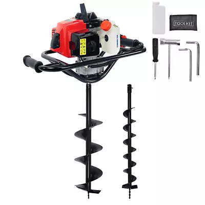 63CC Earth Post Hole Digger Gas Power Auger EPA With 2 Auger (4  & 8  Drill Bit) • $279.95