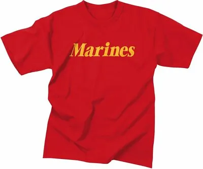 Red Official USMC Marines Physical Training PT T-Shirt W/ Gold Letters • $17.99