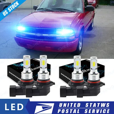 For Chevy S10 1998-2003 - 4PC 8000K LED Headlight High & Low Beam Bulbs Kit • $26.33